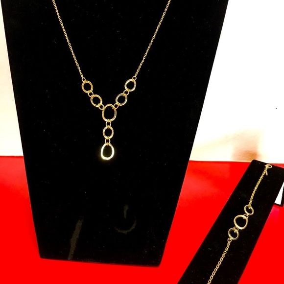 Goldtone Ring Necklace and Bracelet Set - Picture 1 of 4